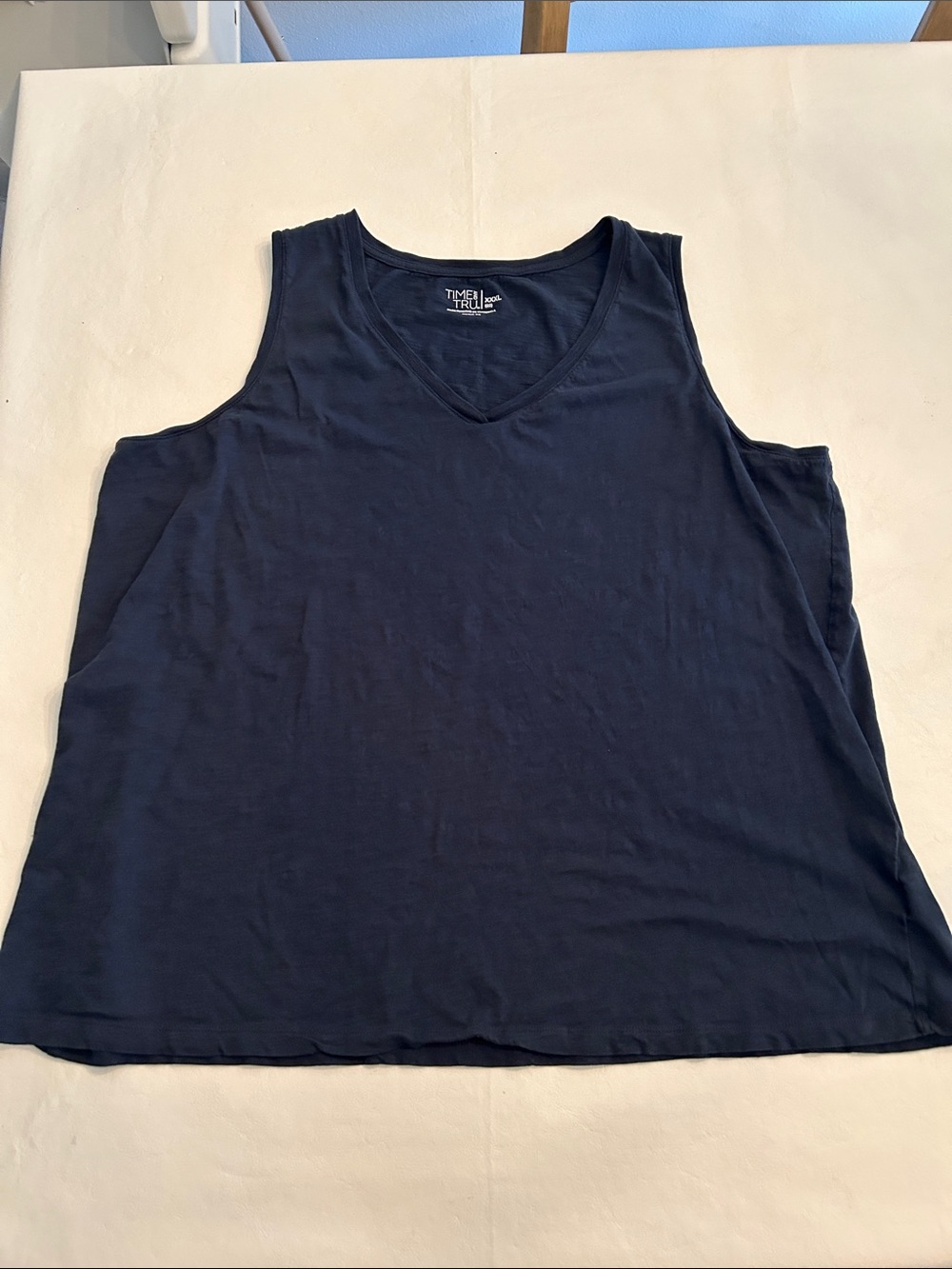 Time and Tru Navy V-Neck Tank Top for Women